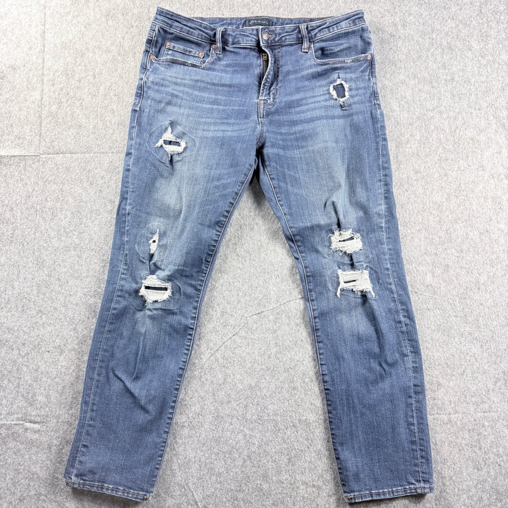Aeropostale Mens Jeans 36x29 Slim Fit Distressed Ripped‎ Blue Denim Medium Wash